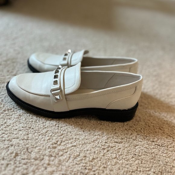 Marc Fisher | White & Silver *Studded* Loafers | Gently Used Condition | 6.5 - Picture 2 of 10